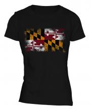Maryland State Distressed Flag Ladies T-Shirt