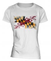 Maryland State Distressed Flag Ladies T-Shirt