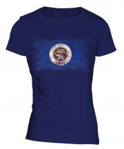 Minnesota State Distressed Flag Ladies T-Shirt