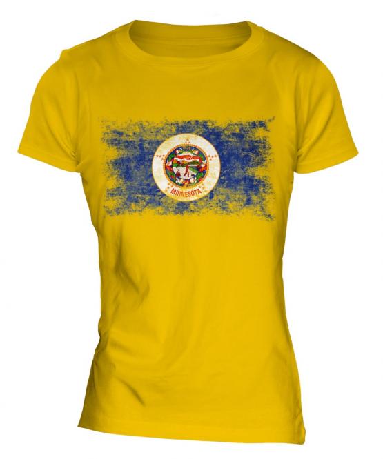 Minnesota State Distressed Flag Ladies T-Shirt
