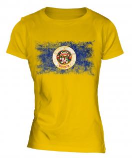 Minnesota State Distressed Flag Ladies T-Shirt