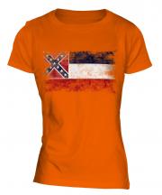 Mississippi State Distressed Flag Ladies T-Shirt