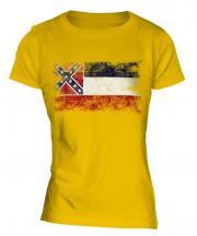 Mississippi State Distressed Flag Ladies T-Shirt