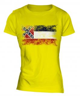 Mississippi State Distressed Flag Ladies T-Shirt