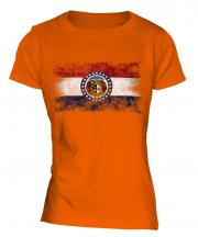 Missouri State Distressed Flag Ladies T-Shirt