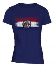 Missouri State Distressed Flag Ladies T-Shirt