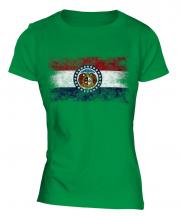 Missouri State Distressed Flag Ladies T-Shirt