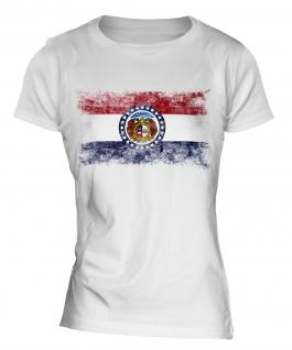 Missouri State Distressed Flag Ladies T-Shirt