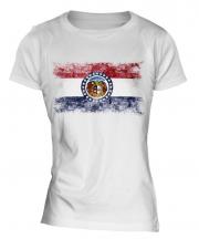 Missouri State Distressed Flag Ladies T-Shirt