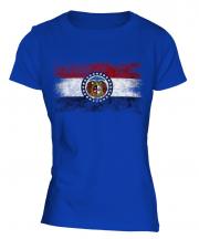 Missouri State Distressed Flag Ladies T-Shirt