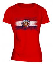 Missouri State Distressed Flag Ladies T-Shirt