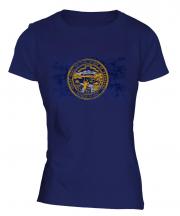 Nebraska State Distressed Flag Ladies T-Shirt