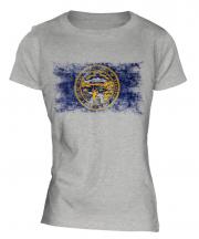 Nebraska State Distressed Flag Ladies T-Shirt