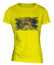 Nebraska State Distressed Flag Ladies T-Shirt