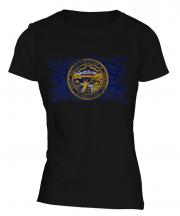 Nebraska State Distressed Flag Ladies T-Shirt