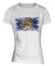 Nebraska State Distressed Flag Ladies T-Shirt