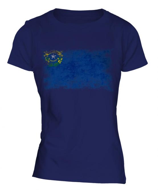 Nevada State Distressed Flag Ladies T-Shirt
