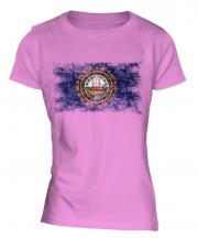 New Hampshire State Distressed Flag Ladies T-Shirt