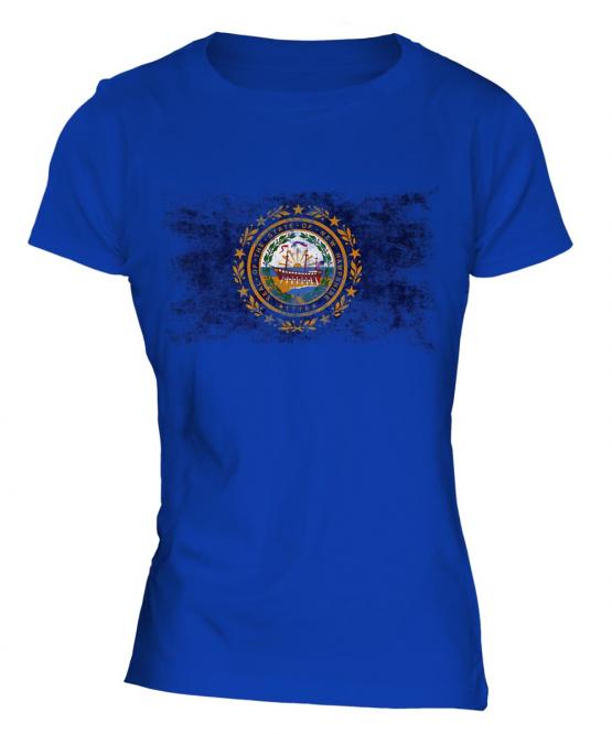 New Hampshire State Distressed Flag Ladies T-Shirt