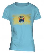 New Jersey State Distressed Flag Ladies T-Shirt