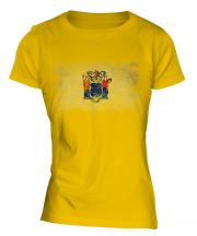 New Jersey State Distressed Flag Ladies T-Shirt