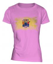 New Jersey State Distressed Flag Ladies T-Shirt