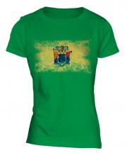 New Jersey State Distressed Flag Ladies T-Shirt
