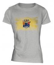 New Jersey State Distressed Flag Ladies T-Shirt