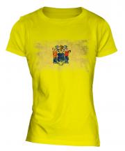 New Jersey State Distressed Flag Ladies T-Shirt