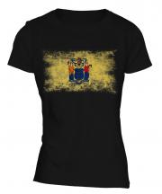 New Jersey State Distressed Flag Ladies T-Shirt