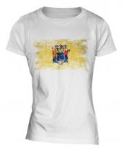 New Jersey State Distressed Flag Ladies T-Shirt