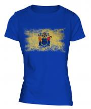 New Jersey State Distressed Flag Ladies T-Shirt