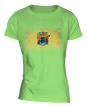 New Jersey State Distressed Flag Ladies T-Shirt