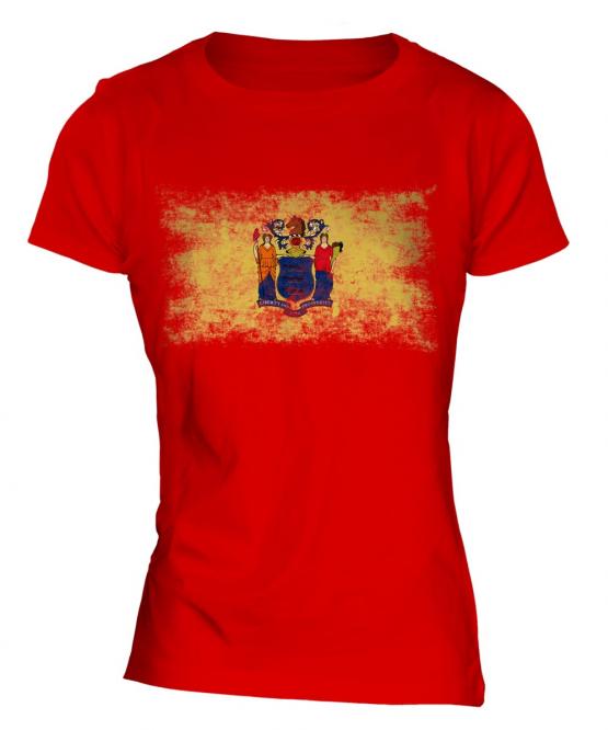 New Jersey State Distressed Flag Ladies T-Shirt