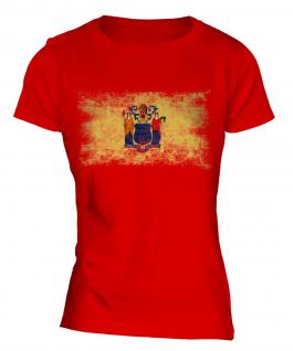 New Jersey State Distressed Flag Ladies T-Shirt
