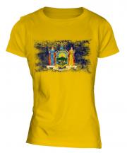New York State Distressed Flag Ladies T-Shirt