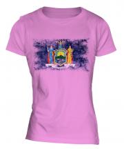 New York State Distressed Flag Ladies T-Shirt