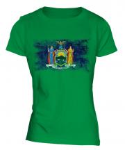 New York State Distressed Flag Ladies T-Shirt