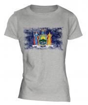 New York State Distressed Flag Ladies T-Shirt