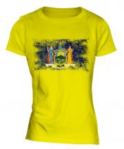 New York State Distressed Flag Ladies T-Shirt