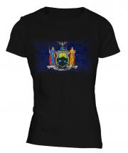 New York State Distressed Flag Ladies T-Shirt