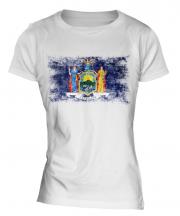 New York State Distressed Flag Ladies T-Shirt