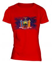 New York State Distressed Flag Ladies T-Shirt