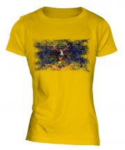 North Dakota State Distressed Flag Ladies T-Shirt