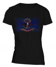 North Dakota State Distressed Flag Ladies T-Shirt