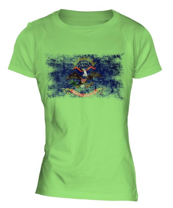 North Dakota State Distressed Flag Ladies T-Shirt