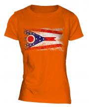 Ohio State Distressed Flag Ladies T-Shirt