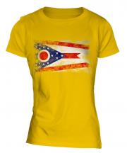 Ohio State Distressed Flag Ladies T-Shirt