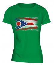 Ohio State Distressed Flag Ladies T-Shirt