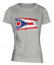 Ohio State Distressed Flag Ladies T-Shirt